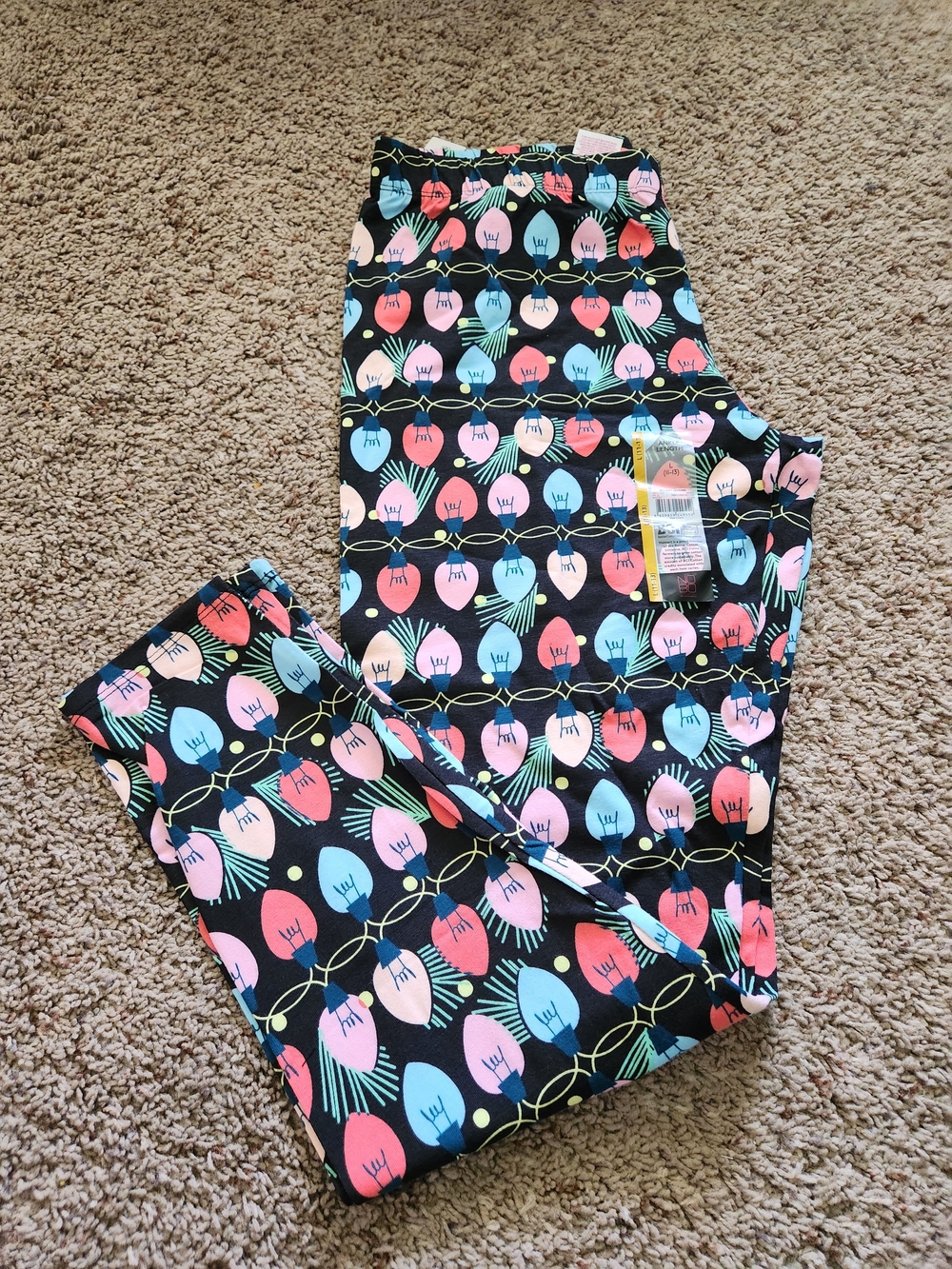 No Boundaries Black Leggings with Multicolor Lightbulb Print Size L(11/13) Youth